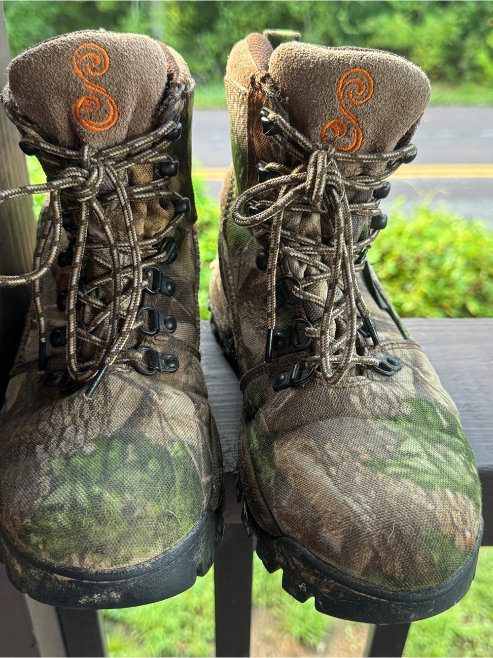 Women’s Lace-Up Camouflage Brown/Green Outdoor Boots Waterproof 8M - Picture 1 of 9